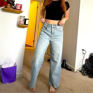 Light wash straight leg jeans